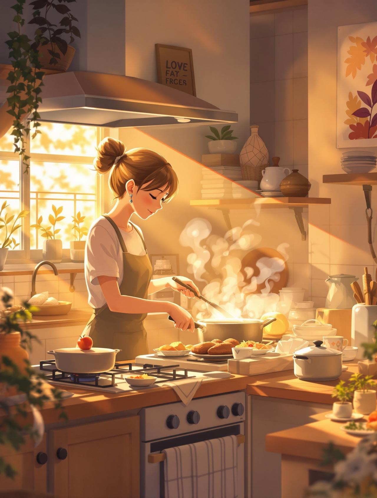 现代短剧作品 - 妈妈的厨房，温情家庭题材动漫短剧